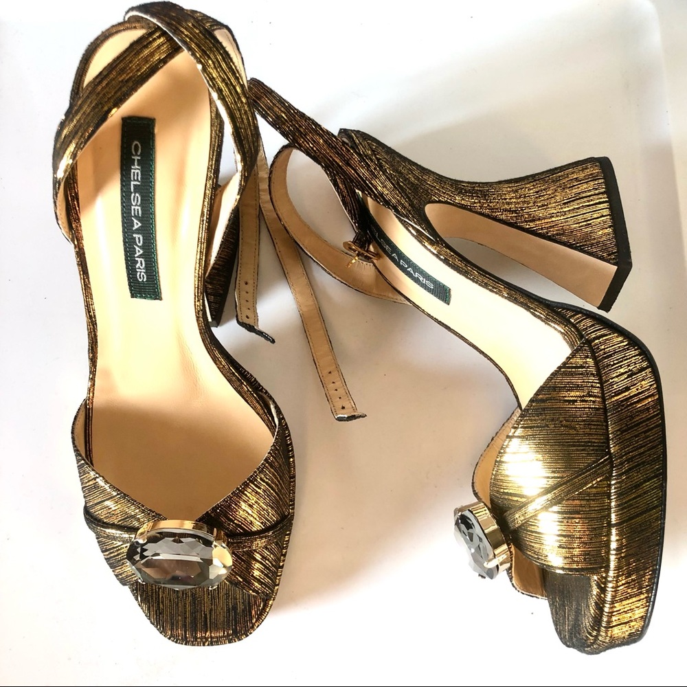 Chelsea Paris Kels Heels Gold Metallic Retro